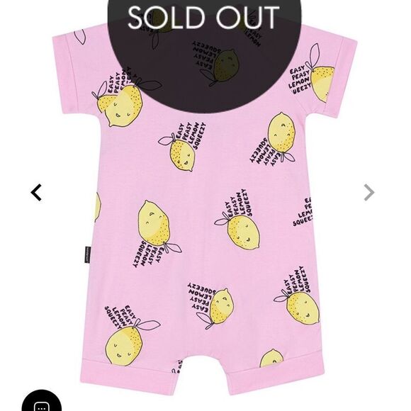Wondersuit Zip Romper Short Slv Easy Peasy Lemon Squeezy Pink/Yellow‎ 12-18M Nwt - Picture 2 of 5